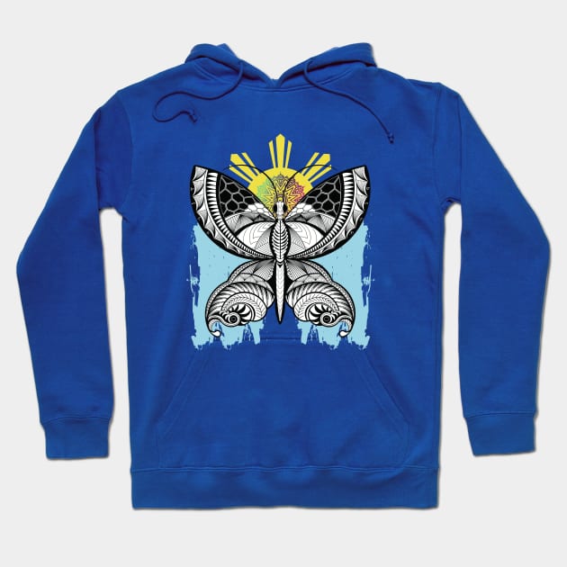 Tribal line Art Butterfly Hoodie by Pirma Pinas